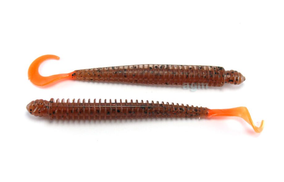 Agm 4In Finesse Curltail Worm Pumpkin Orange 8Pcs