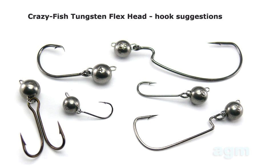 Crazy Fish Tungsten Flex Head 1G - Black (6Pcs)