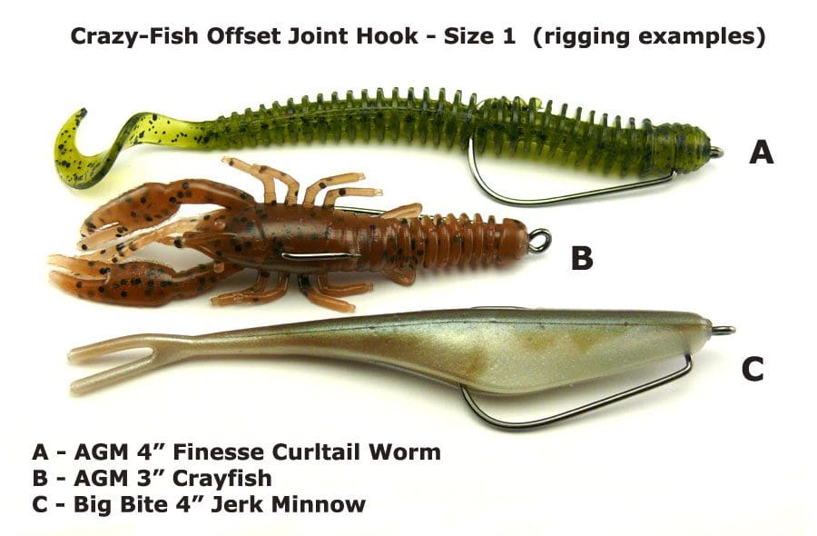 Crazy Fish Offset Joint Hook - Size 1 (5Pcs)