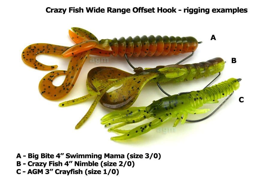 Crazy Fish Wide Range Offset Hook - Size 3/0 (7Pcs)
