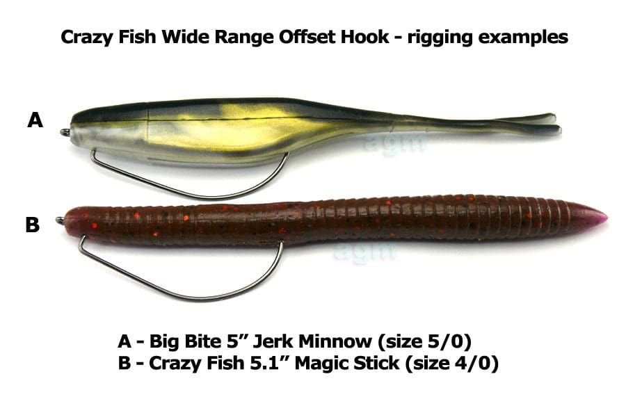 Crazy Fish Wide Range Offset Hook - Size 4/0 (5Pcs)