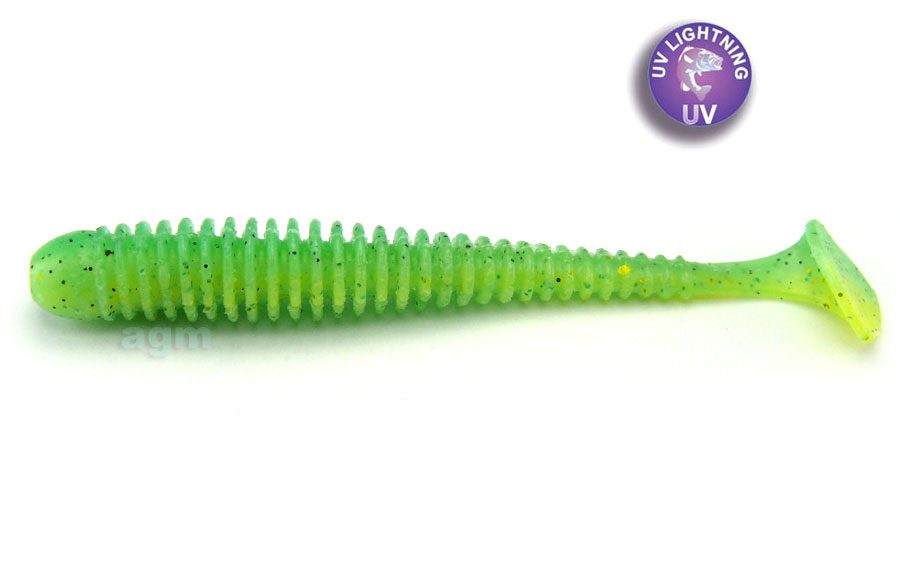 Crazy Fish 3.4In Floating Vibro Worm Lime Chartreuse 5Pcs