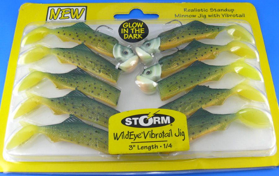 Storm 3&Quot; Wildeye Vibrotail Jig - Glow Fire Minnow (10Pcs+Heads)
