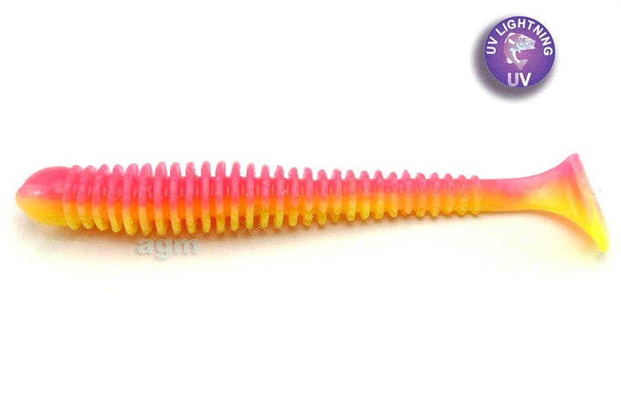 Crazy Fish 3.4In Floating Vibro Worm Peach 5Pcs