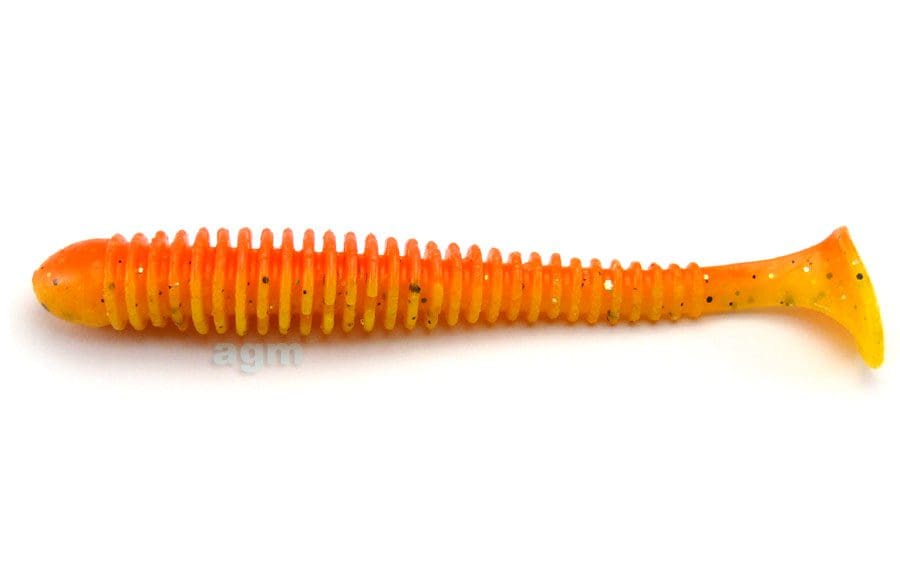 Crazy Fish 3.4In Floating Vibro Worm 15D Fire Orange 5Pcs