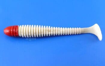 Crazy Fish 3.4in Floating Vibro Worm White Red Head 5pcs