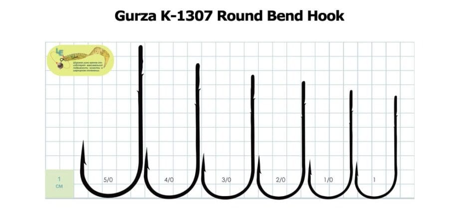 Gurza K-1307 Round Bend Hook - Size 2/0 (8Pcs) - Image 3