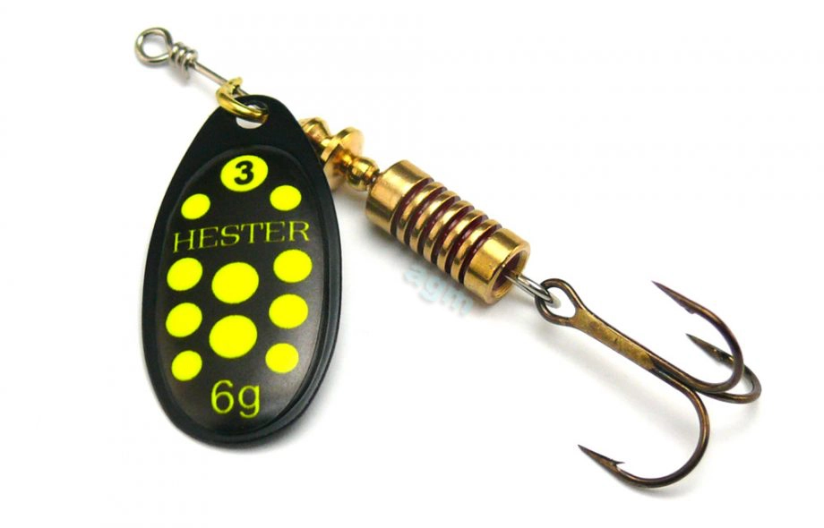 Hester Osprey Spinner 6G Black/Chartreuse Spots